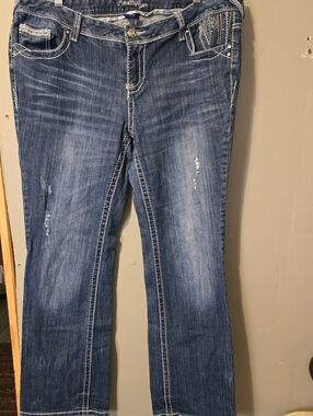 Amethyst Jeans Women's Dark Blue Bootcut with Subtle Distressing